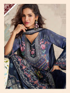 Aarshi Fashions navy Blue Heavy Crepe Digital Print Full Stitched Palazzo Suits