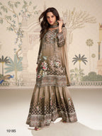 Aarshi Fashions Brown Heavy Crepe Digital Print Full Stitched Palazzo Suits