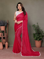 Vedant Vastram Poly Silk Embroidery Work Fancy Saree - Pink