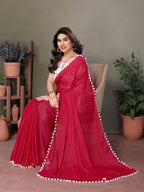 Vedant Vastram Poly Silk Embroidery Work Fancy Saree - Pink