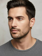 NVR Men's Gold Plated Geomatric Shaped Hoop Earrings - Distacart