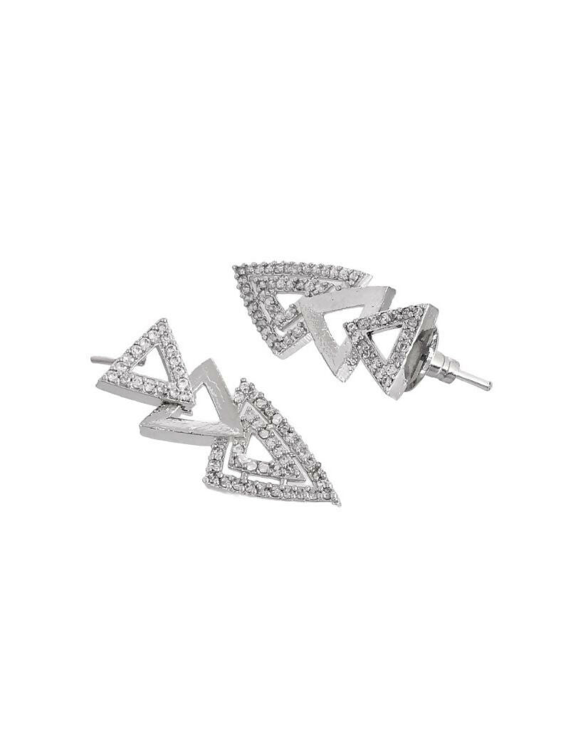 VOJ Silver Plated AD Studded Designer Handcrafted Jewellery Set