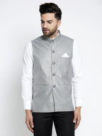 Jompers Men's Beautiful Grey Solid Nehru Jacket