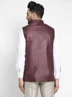 Jompers Men's Maroon Solid Nehru Jacket