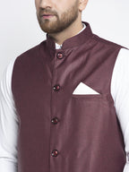 Jompers Men's Maroon Solid Nehru Jacket