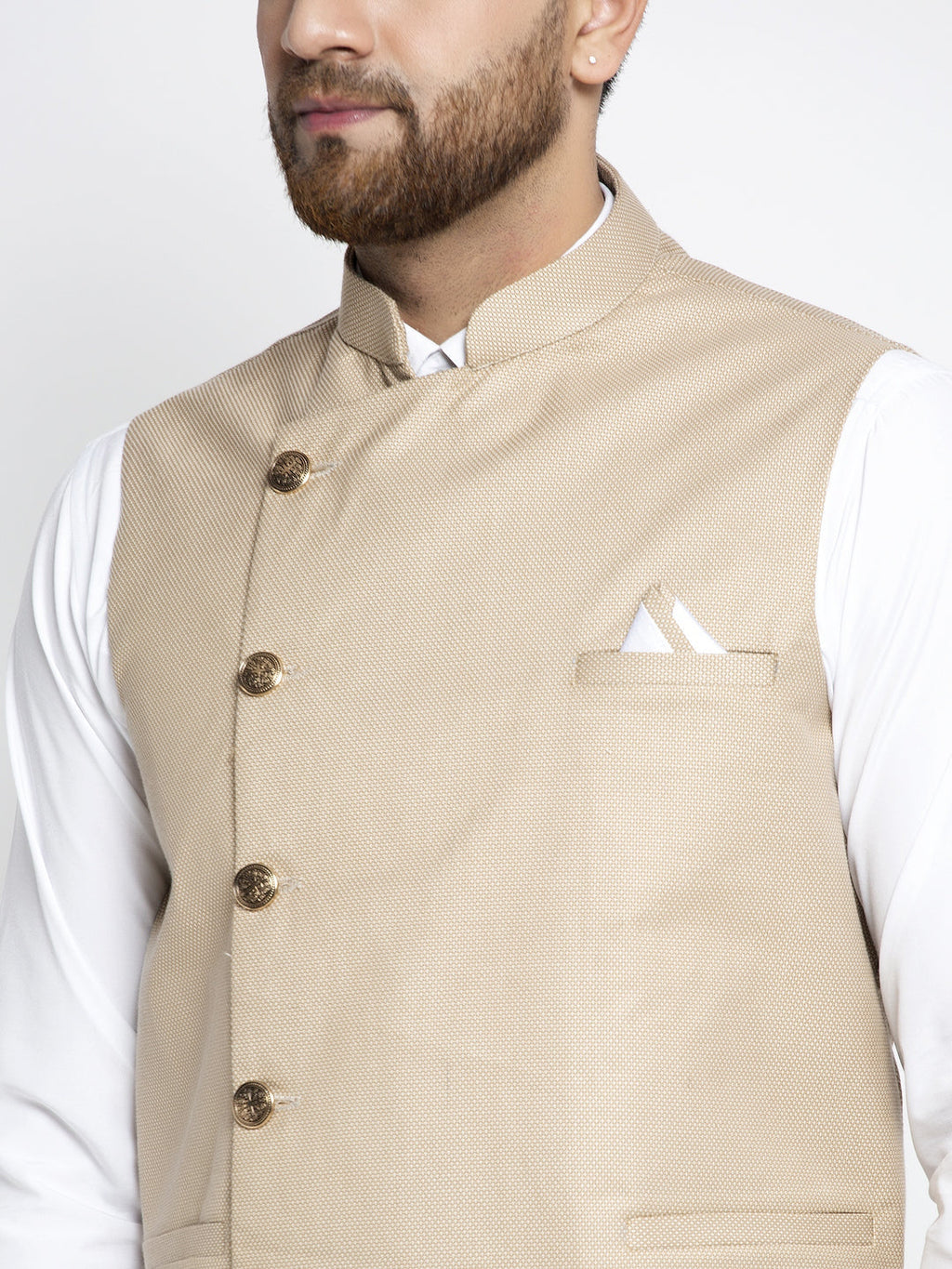 Jompers Men's Beige Nehru Jacket