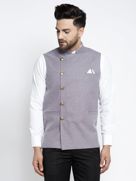 Jompers Men's Purple Nehru Jacket