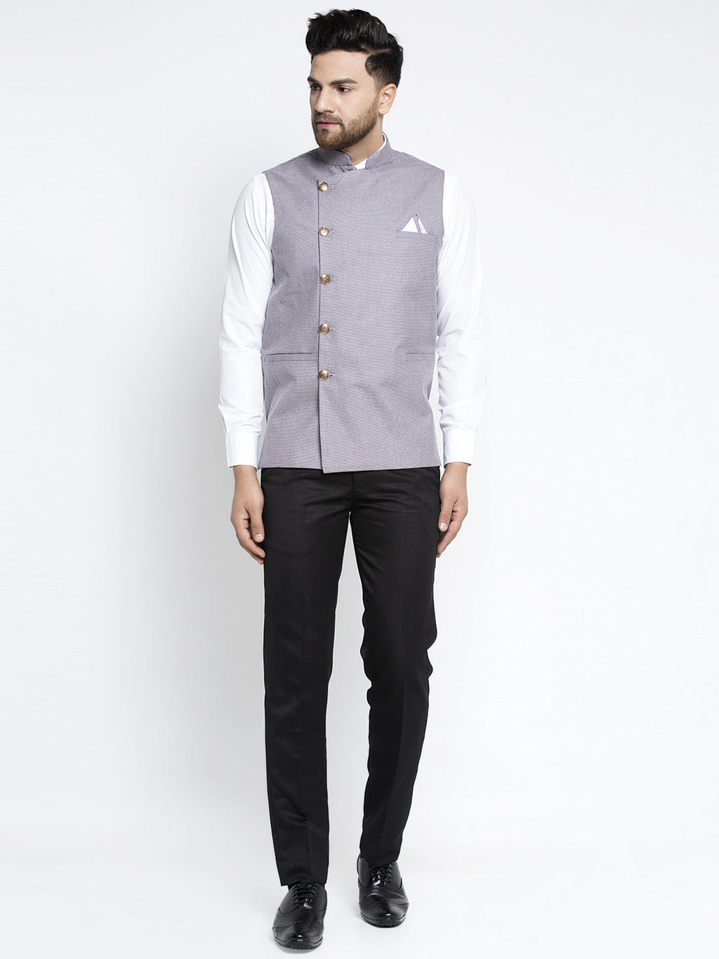 Jompers Men's Purple Nehru Jacket