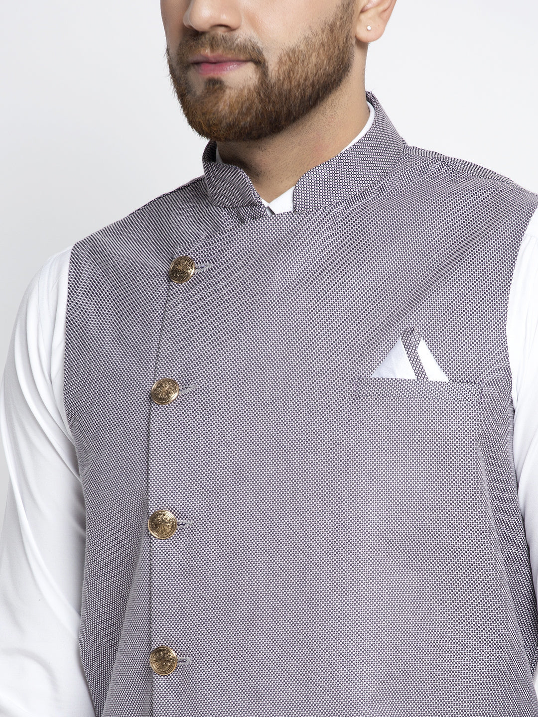 Jompers Men's Purple Nehru Jacket