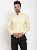 Jainish Yellow Men's Cotton Solid Mandarin Collar Formal Shirts ( SF 726Lime ) - Distacart