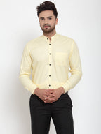 Jainish Yellow Men's Cotton Solid Mandarin Collar Formal Shirts ( SF 726Lime ) - Distacart