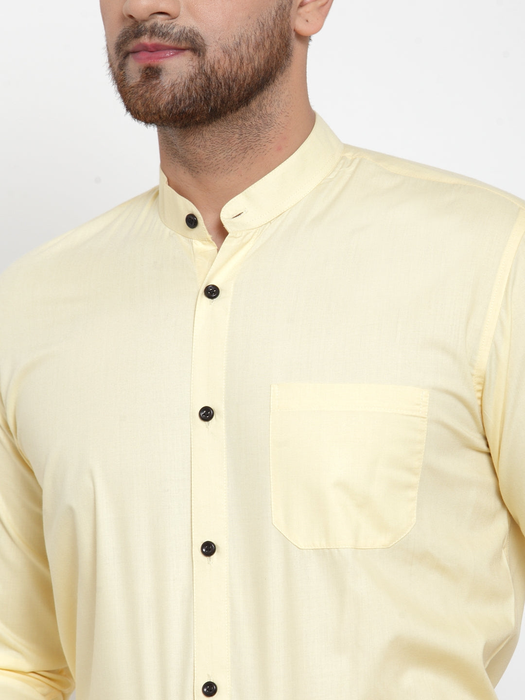 Jainish Yellow Men's Cotton Solid Mandarin Collar Formal Shirts ( SF 726Lime ) - Distacart