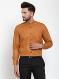 Jainish Rust Men's Cotton Solid Mandarin Collar Formal Shirts ( SF 726Rust ) - Distacart