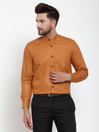 Jainish Rust Men's Cotton Solid Mandarin Collar Formal Shirts ( SF 726Rust ) - Distacart