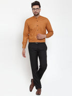 Jainish Rust Men's Cotton Solid Mandarin Collar Formal Shirts ( SF 726Rust ) - Distacart