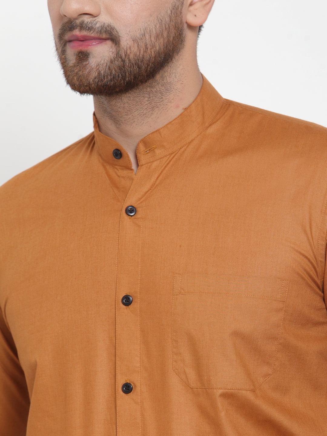 Jainish Rust Men's Cotton Solid Mandarin Collar Formal Shirts ( SF 726Rust ) - Distacart