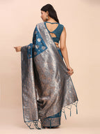 Shree Shyam Fashion Banarasi Silk Teal Blue Saree - Distacart