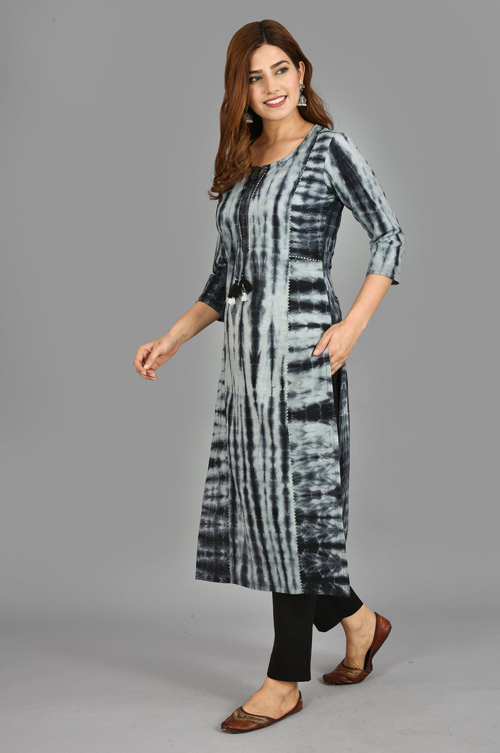 Kaajh Women's Black Tie Dye Kurta - Distacart