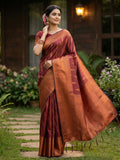 Shree Shyam Fashion Maroon Silk Blend Saree - Distacart
