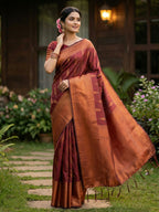Shree Shyam Fashion Maroon Silk Blend Saree - Distacart