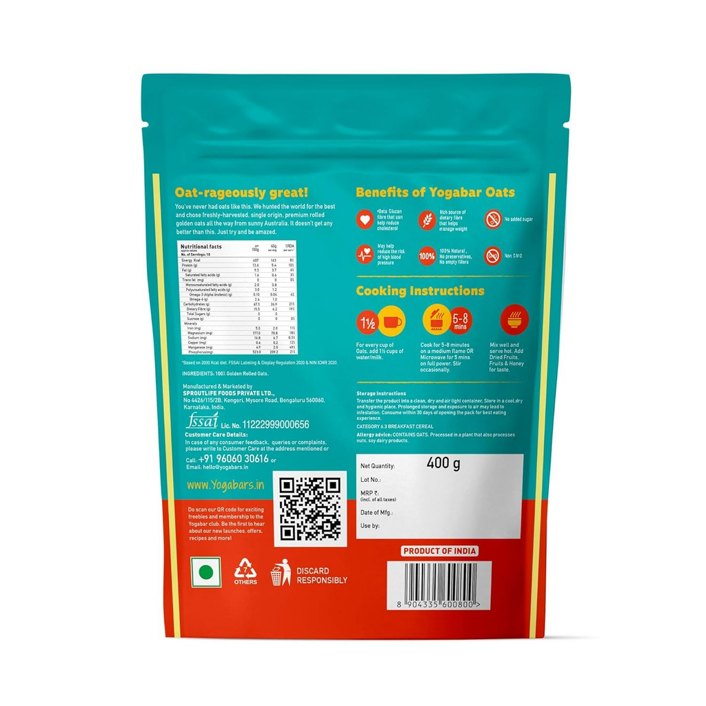 Yoga Bar 100% Rolled Plain Oats - Distacart