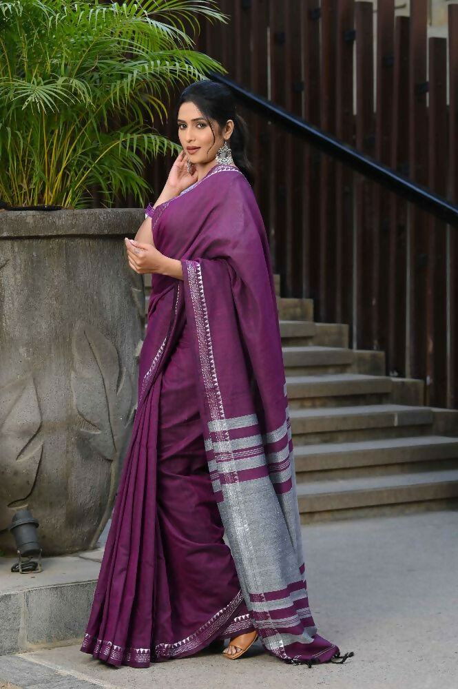 Beatitude Magenta Cotton Handloom Saree