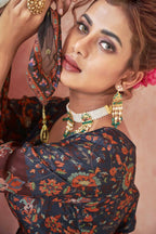 Everywhere Designer Navy Blue Dola Silk Gown With Dupatta - Anbazaar - Distacart