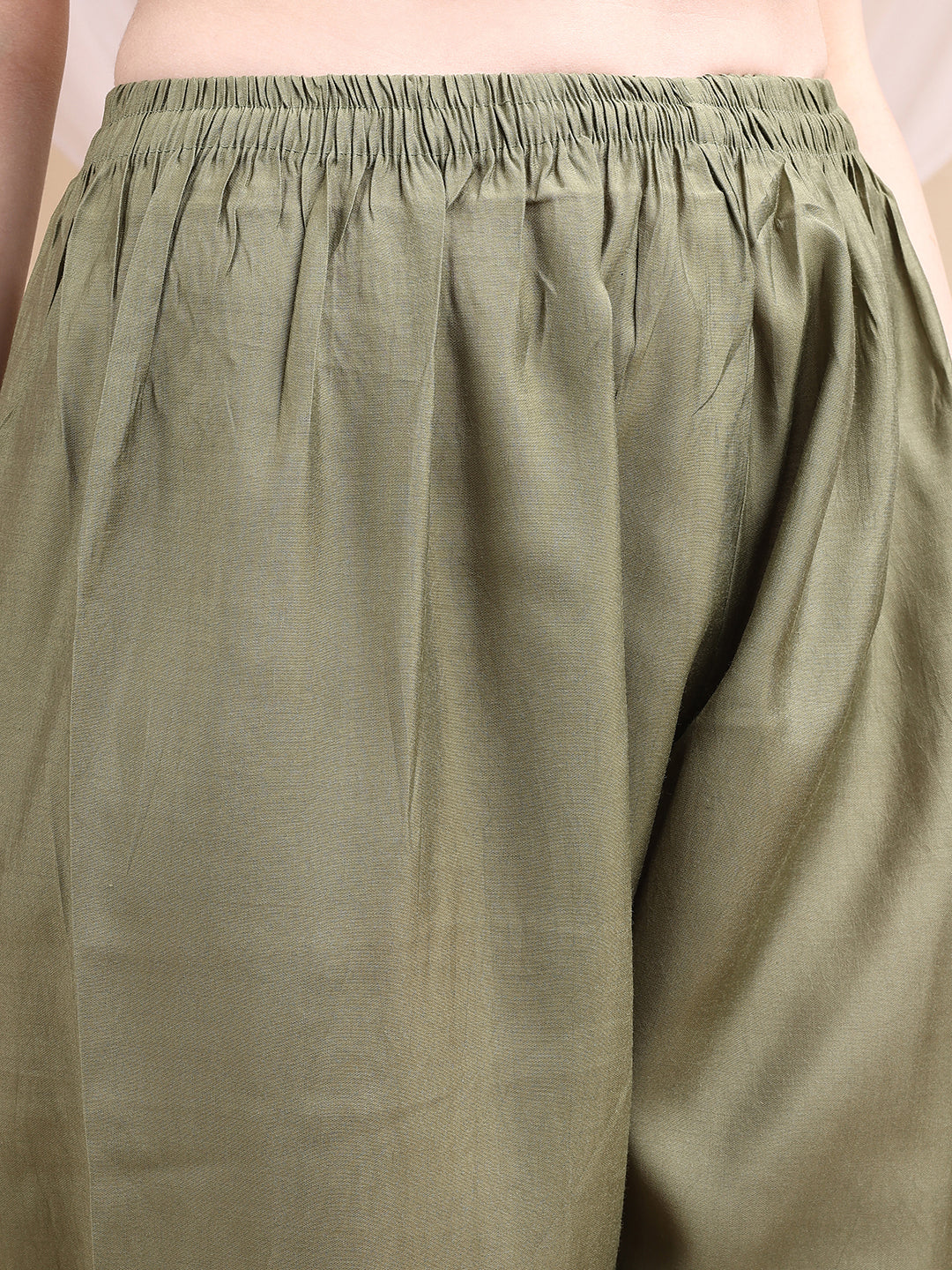 Embroidered Kurta With Pant & Printed Dupatta, Olive - Hiral Fashion - Distacart