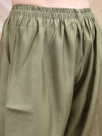 Embroidered Kurta With Pant & Printed Dupatta, Olive - Hiral Fashion - Distacart
