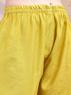 Embroidered Kurta With Pant & Printed Dupatta, Yellow - Hiral Fashion - Distacart