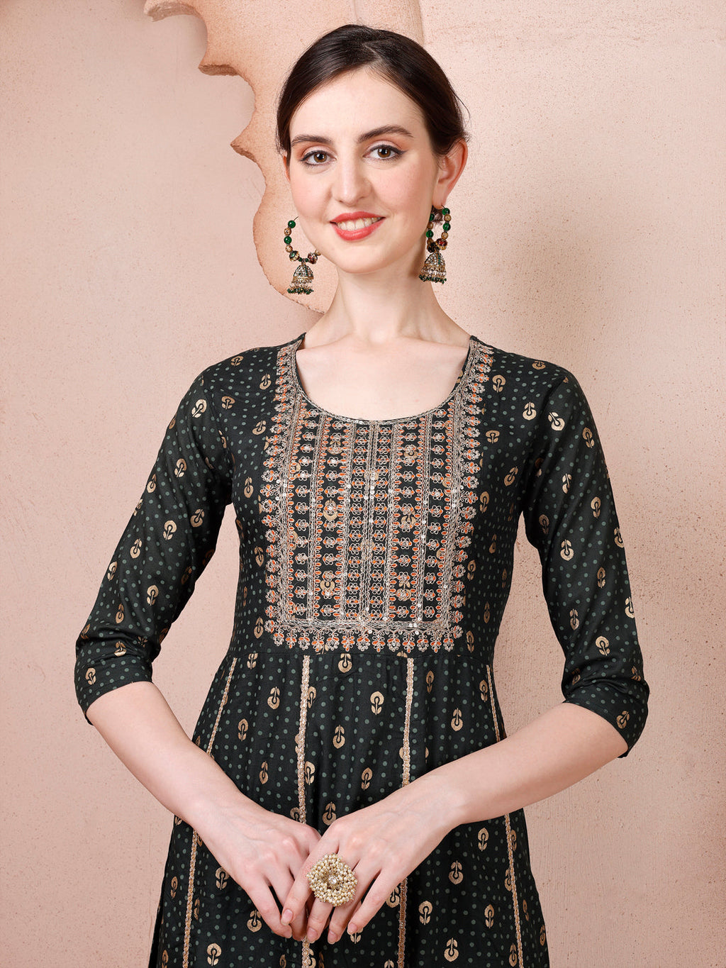 Nayra Cut Embroidered Kurta With Pant And Dupatta Set, Multicolor - Hiral Fashion - Distacart