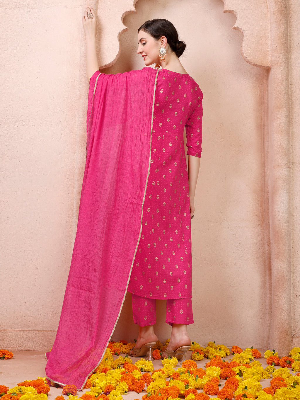 Nayra Cut Embroidered Kurta With Pant And Dupatta Set, Multicolor - Hiral Fashion - Distacart