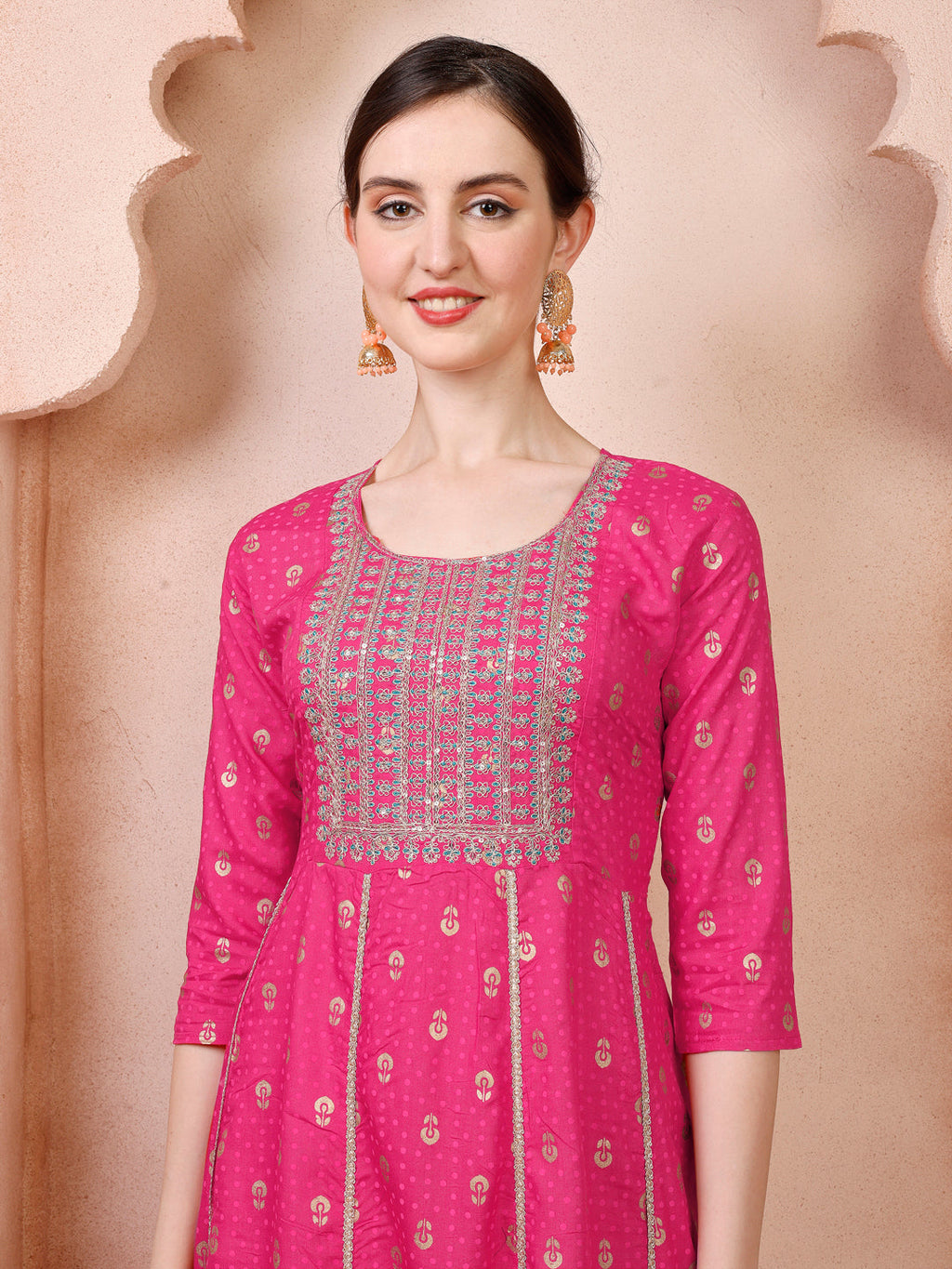 Nayra Cut Embroidered Kurta With Pant And Dupatta Set, Multicolor - Hiral Fashion - Distacart