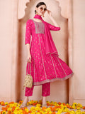 Nayra Cut Embroidered Kurta With Pant And Dupatta Set, Multicolor - Hiral Fashion - Distacart