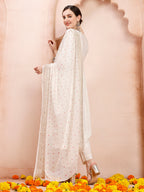 Nayra Cut Embroidered Kurta With Pant And Dupatta Set, Multicolor - Hiral Fashion - Distacart