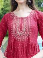 Embroidered Kurta With Pant And Dupatta Set, Multicolor - Hiral Fashion - Distacart