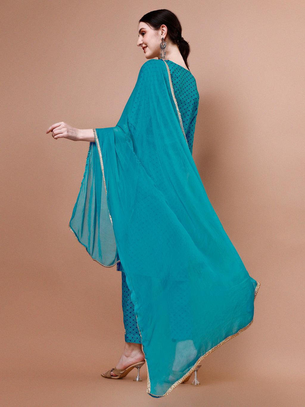 Printed & Embroidered Kurta With Pant And Dupatta Set, Multicolor - Hiral Fashion - Distacart