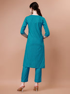Printed & Embroidered Kurta With Pant And Dupatta Set, Multicolor - Hiral Fashion - Distacart