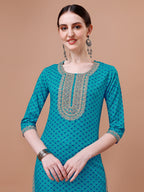 Printed & Embroidered Kurta With Pant And Dupatta Set, Multicolor - Hiral Fashion - Distacart