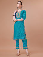 Printed & Embroidered Kurta With Pant And Dupatta Set, Multicolor - Hiral Fashion - Distacart