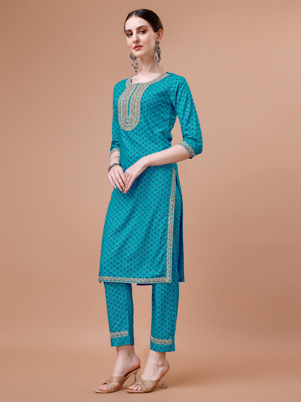 Printed & Embroidered Kurta With Pant And Dupatta Set, Multicolor - Hiral Fashion - Distacart