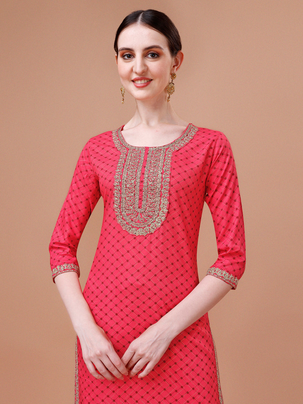 Printed & Embroidered Kurta With Pant And Dupatta Set, Multicolor - Hiral Fashion - Distacart