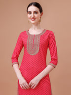 Printed & Embroidered Kurta With Pant And Dupatta Set, Multicolor - Hiral Fashion - Distacart