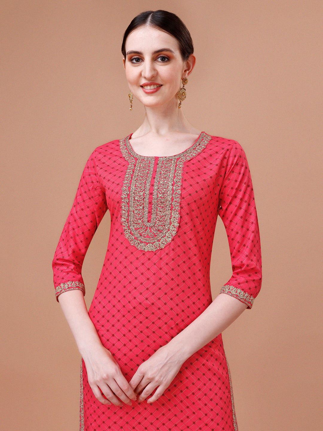 Printed & Embroidered Kurta With Pant And Dupatta Set, Multicolor - Hiral Fashion - Distacart