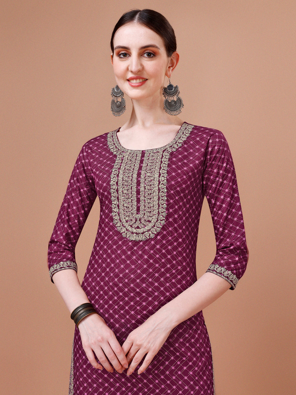 Printed & Embroidered Kurta With Pant And Dupatta Set, Multicolor - Hiral Fashion - Distacart