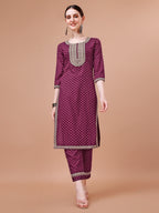 Printed & Embroidered Kurta With Pant And Dupatta Set, Multicolor - Hiral Fashion - Distacart