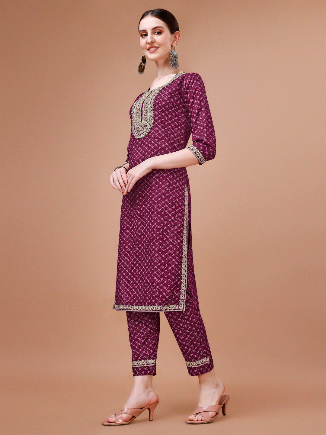 Printed & Embroidered Kurta With Pant And Dupatta Set, Multicolor - Hiral Fashion - Distacart