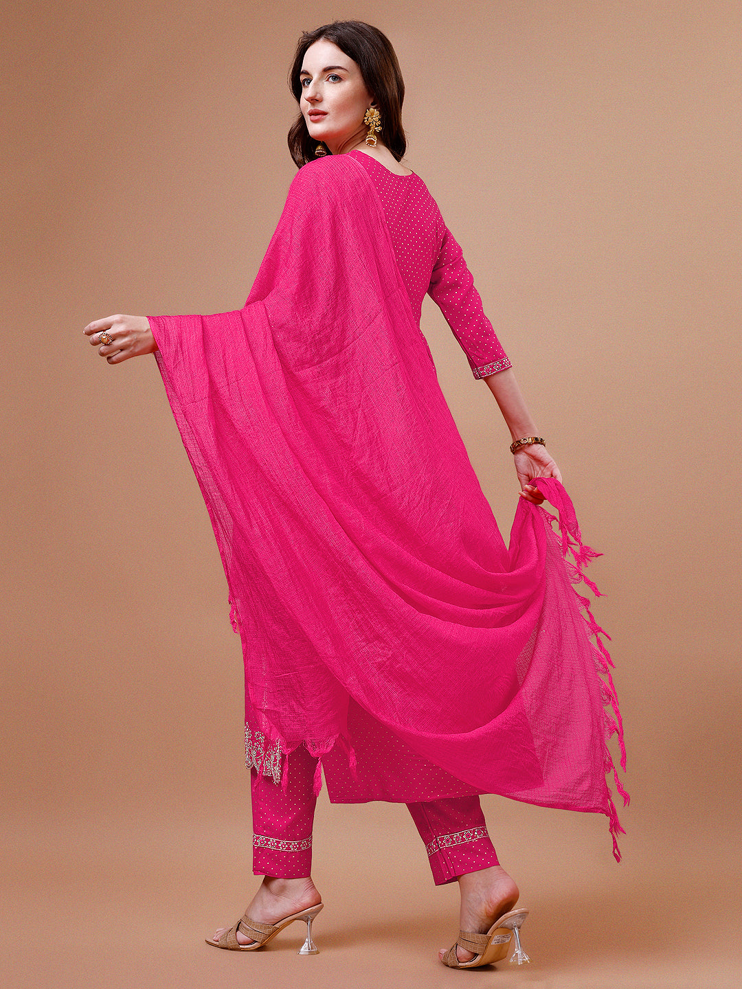 Nyra Cut Embroidered Rayon Kurta With Pant & Dupatta, Multicolor - Hiral Fashion - Distacart