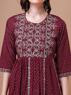 Nyra Cut Embroidered Rayon Kurta With Pant & Dupatta, Multicolor - Hiral Fashion - Distacart