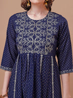 Nyra Cut Embroidered Rayon Kurta With Pant & Dupatta, Multicolor - Hiral Fashion - Distacart